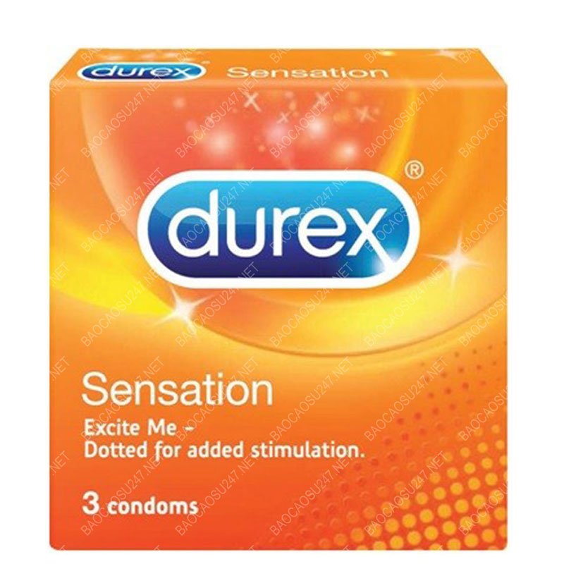  Hộp bao cao su siêu gai Durex Sensation 3 chiếc 