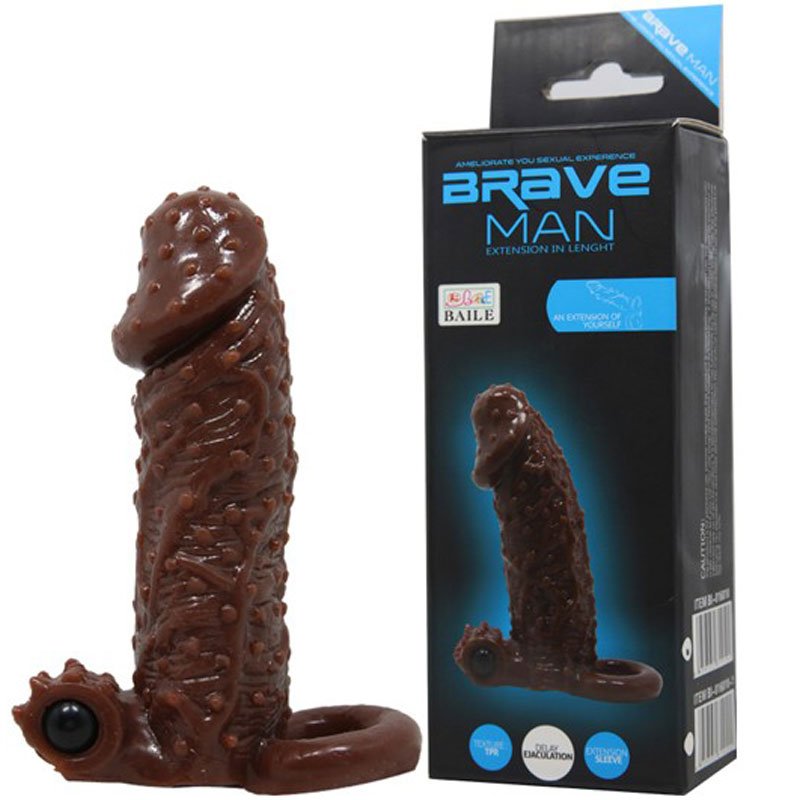  Đôn dên da nâu chấm gai có quai đeo rung Brave Man 